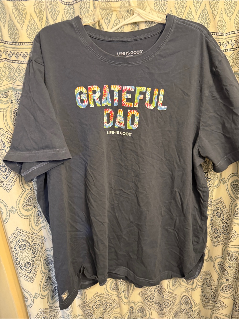 Life Is Good Black Tee with Multicolor Tie-Dye 'GRATEFUL DAD' Print - Picture 2 of 4